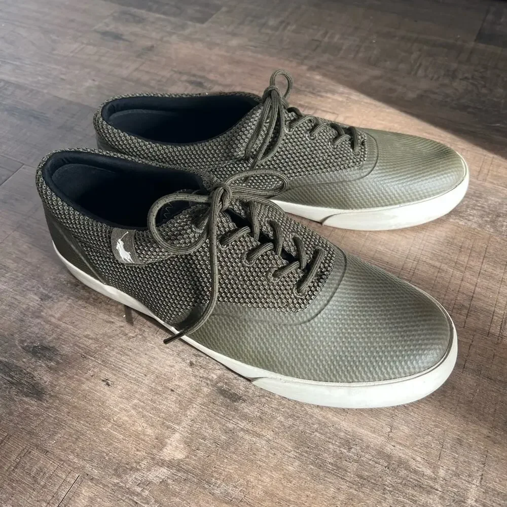 POLO RALPH LAUREN VERNON MESH LOW TOP BOAT SNEAKER DEFENDER GREEN SIZE 11.5
